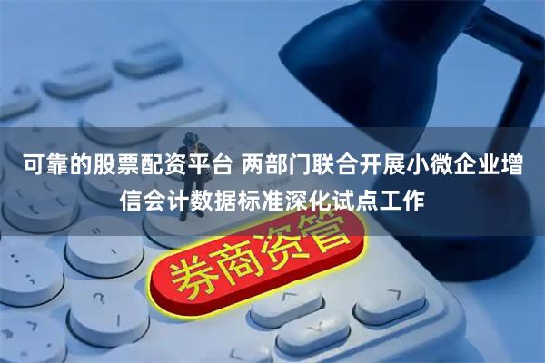 可靠的股票配资平台 两部门联合开展小微企业增信会计数据标准深化试点工作
